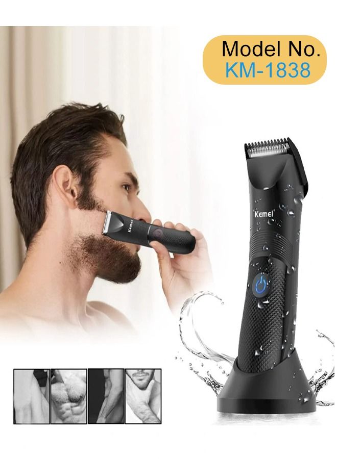 kemel Hair Trimmer Professional Body Hair Remover KM-1838 for Men and Women Waterproof Charge for 1.5 Hours Use for 90 Mins with LED Light - Image 1