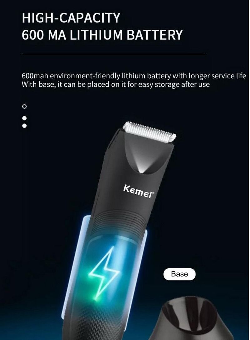 kemel Hair Trimmer Professional Body Hair Remover KM-1838 for Men and Women Waterproof Charge for 1.5 Hours Use for 90 Mins with LED Light - Image 2