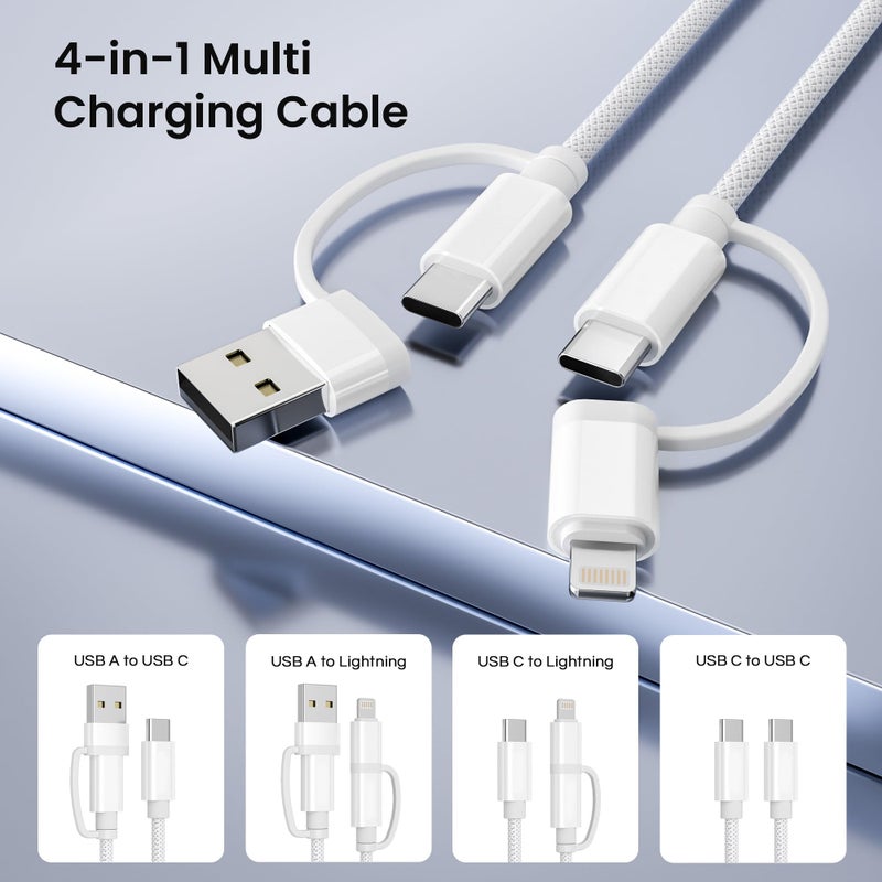 Basesailor for iPhone 17 Air 16 Charging Cable,4 in 1 USB C Cable 3.3ft,iPad 8th 9th Mini 7th Air 5th Pro 10th Generation Charger,60W Fast Charging Multi Charger Cord with USB Converter/iOS/Type C,S25 - Image 3