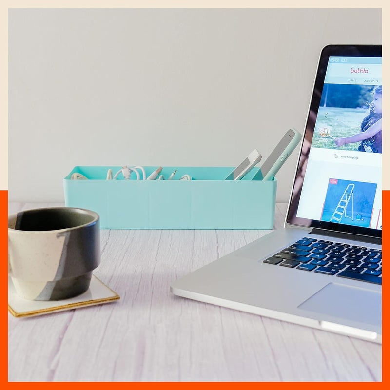 Bathla DORI (Set of 12) Multi-purpose Stackable Drawer Storage Organiser | Organise Socks, Innerwear, Tie, Handkerchief, Jewellery, Stationary, Belt etc.| Jade | 5 Grids – Stomo - Image 2