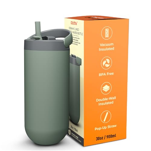 Asobu Orbit 30oz900ml Water Bottle Sleek Insulated Bottle with PopUp Lid and Carry Handle Perfect for Iced Coffee Travel and Stylish Hydration - Image 1