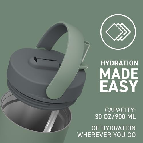 Asobu Orbit 30oz900ml Water Bottle Sleek Insulated Bottle with PopUp Lid and Carry Handle Perfect for Iced Coffee Travel and Stylish Hydration - Image 3