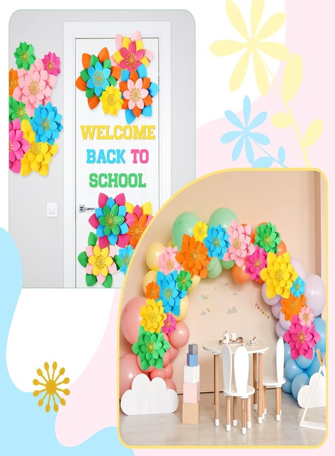MotiMind 18 Pcs Paper Flowers Decor for Wall DIY Flower Bulletin Board 3D Spring Fiesta Mexican Paper Floral Decoration for Photo Backdrop Classroom Back to School Party(Lotus-Shaped,Rainbow) - Image 5