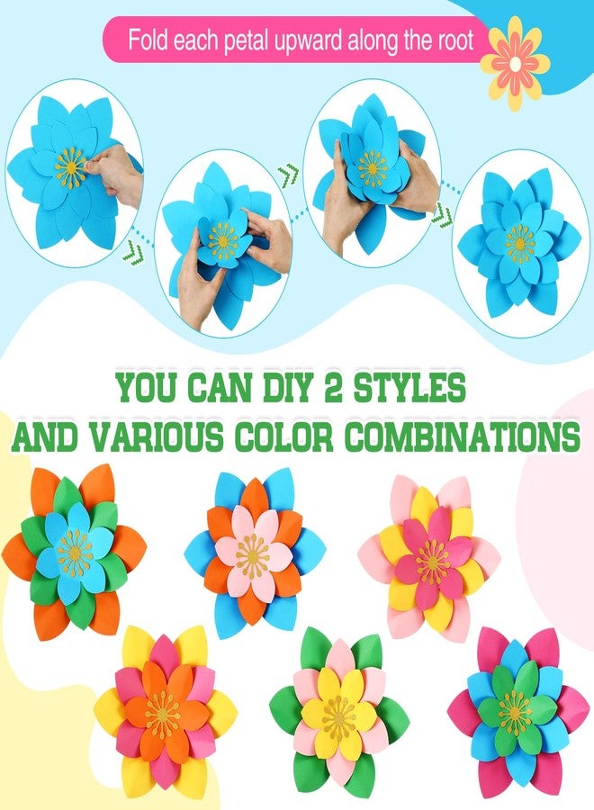 MotiMind 18 Pcs Paper Flowers Decor for Wall DIY Flower Bulletin Board 3D Spring Fiesta Mexican Paper Floral Decoration for Photo Backdrop Classroom Back to School Party(Lotus-Shaped,Rainbow) - Image 4