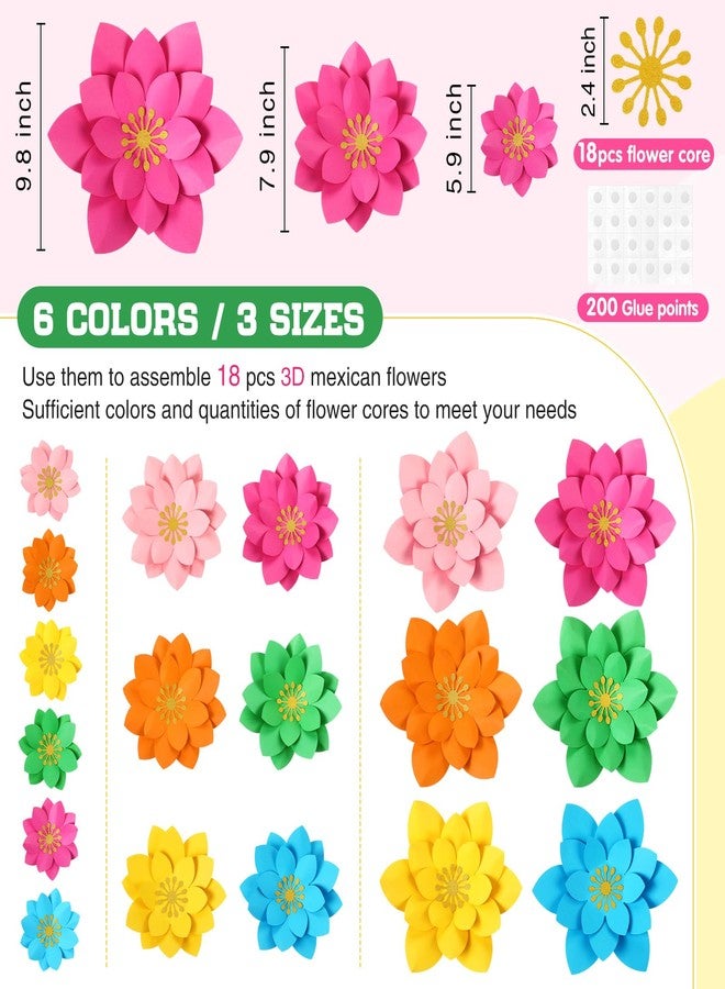 MotiMind 18 Pcs Paper Flowers Decor for Wall DIY Flower Bulletin Board 3D Spring Fiesta Mexican Paper Floral Decoration for Photo Backdrop Classroom Back to School Party(Lotus-Shaped,Rainbow) - Image 2