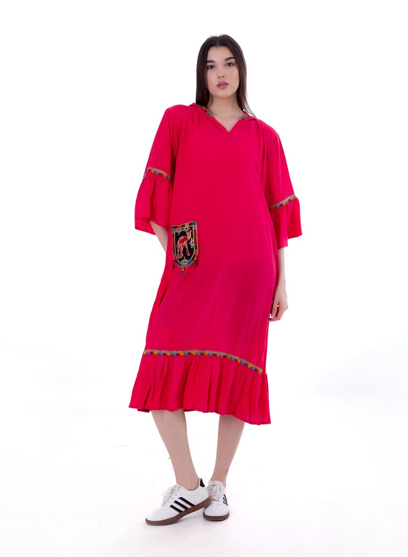 BEBO Women's short printed long sleeve dress, free size, suitable for weight from 60 to 85 kg approximately  - Image 1