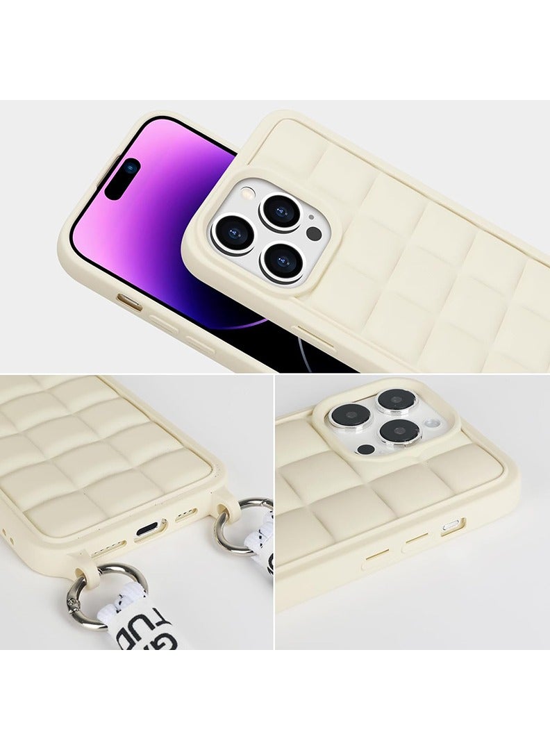 Theodor Crossbody Cute Lanyard Strap Case For iPhone 15 Pro Max Necklace Cord Candy Silicone Soft Cover Off White  - Image 3