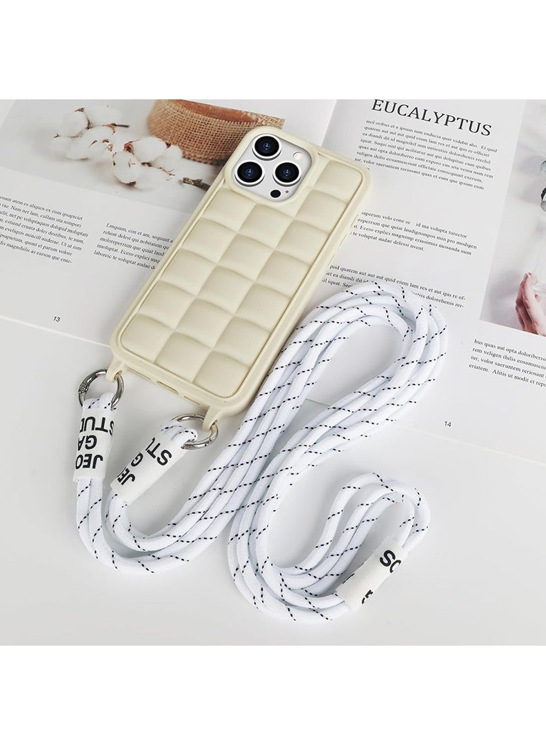 Theodor Crossbody Cute Lanyard Strap Case For iPhone 15 Pro Max Necklace Cord Candy Silicone Soft Cover Off White  - Image 4