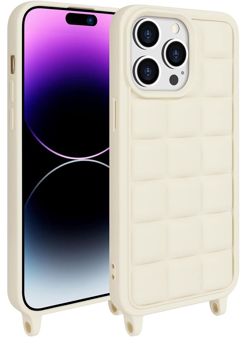 Theodor Crossbody Cute Lanyard Strap Case For iPhone 15 Pro Max Necklace Cord Candy Silicone Soft Cover Off White  - Image 5