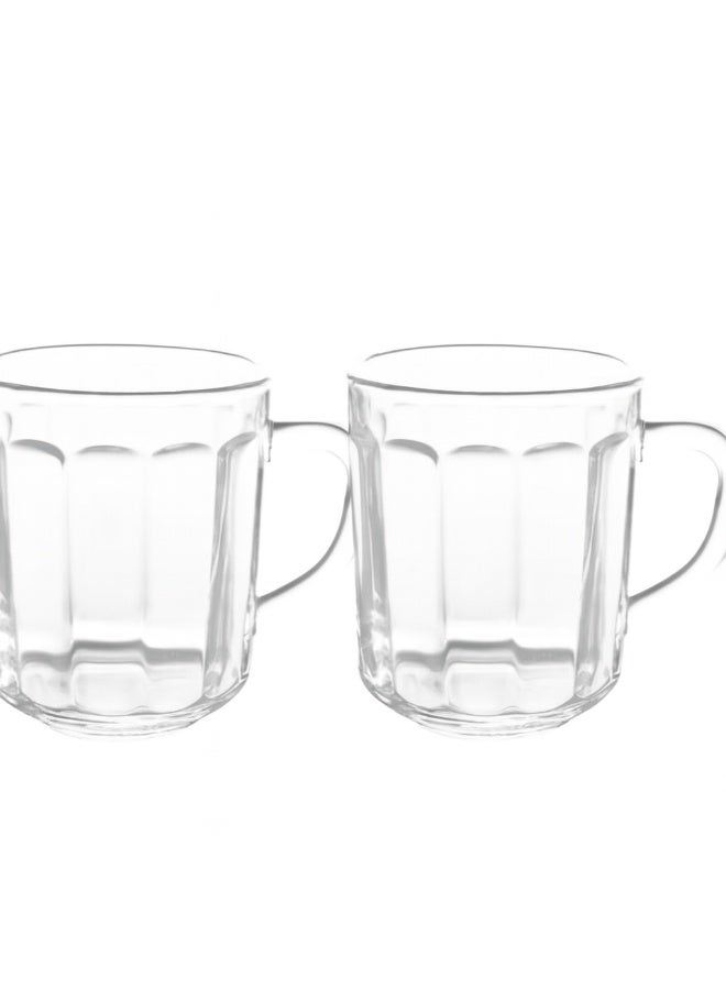 Clear Ribbed Glass Cups –2 Piece Set – Transparent Drinkware – Elegant Ribbed Design for Tea, Coffee, Juice & Beverages – Durable, Easy to Clean, Perfect for Home & Office - Image 1