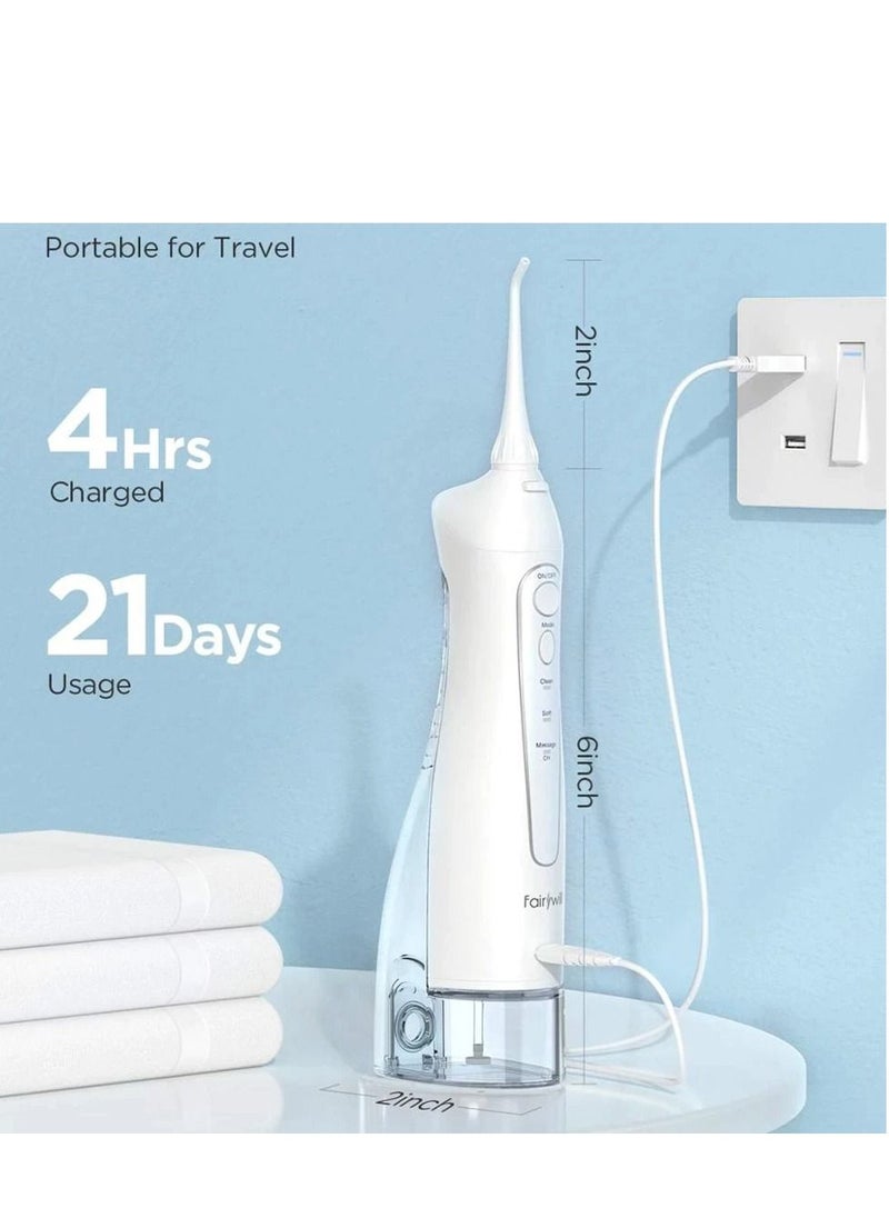 Fairywill - Portable Oral Irrigator USB Rechargeable Dental Water Flosser Jet Irrigator Dental Teeth Cleaner 3 Modes 300ML - Image 1