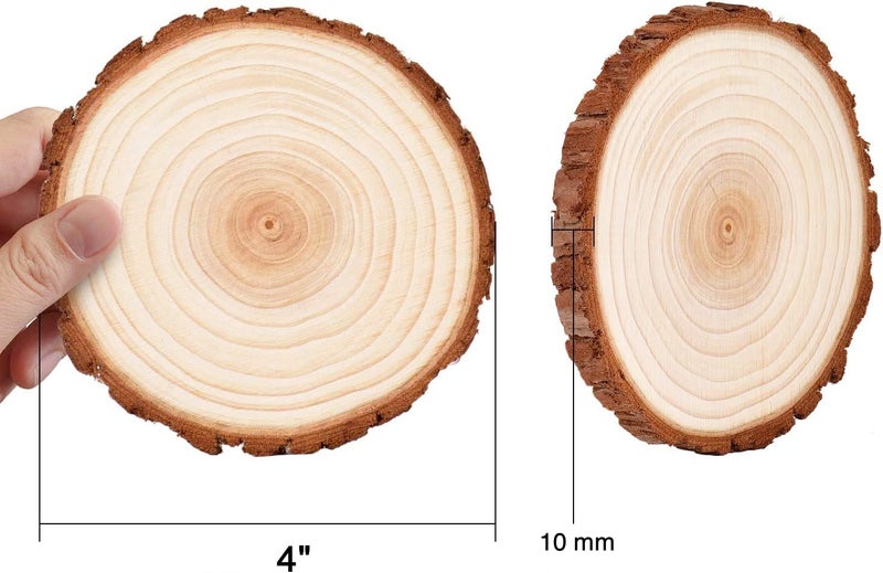 NJ OVERSEAS NJ Natural Wood Coaster with Bark – 4 inch Wood Craft kit, Wooden Coaster, DIY Crafts Coasters Christmas Rustic Wedding Decorations Wooden Handcrafted Coffee Coasters (12) - Image 2