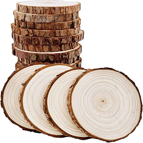 NJ OVERSEAS NJ Natural Wood Coaster with Bark – 4 inch Wood Craft kit, Wooden Coaster, DIY Crafts Coasters Christmas Rustic Wedding Decorations Wooden Handcrafted Coffee Coasters (12) - Image 1