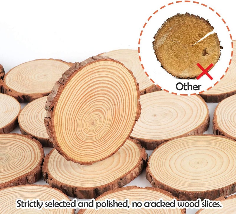 NJ OVERSEAS NJ Natural Wood Coaster with Bark – 4 inch Wood Craft kit, Wooden Coaster, DIY Crafts Coasters Christmas Rustic Wedding Decorations Wooden Handcrafted Coffee Coasters (12) - Image 4