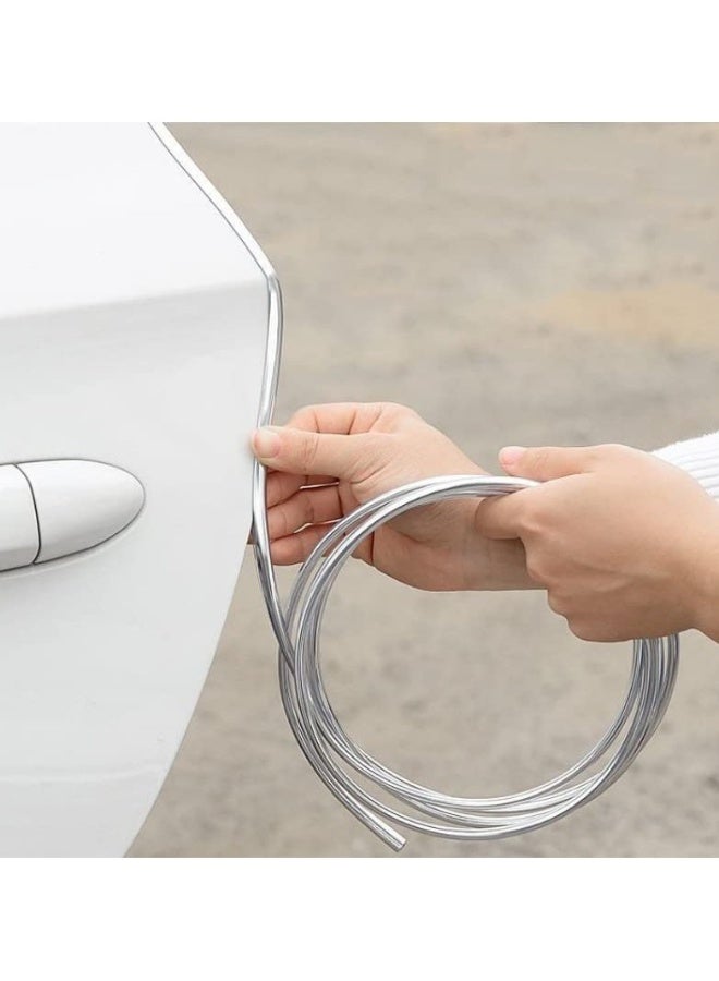 Car Door Edge Guards, Universal U Shape Custom Chrome Plated DIY Moulding Trim Strip Line for Sedan Car Pickup Air Vent Door Edge Decoration Silver - Image 1