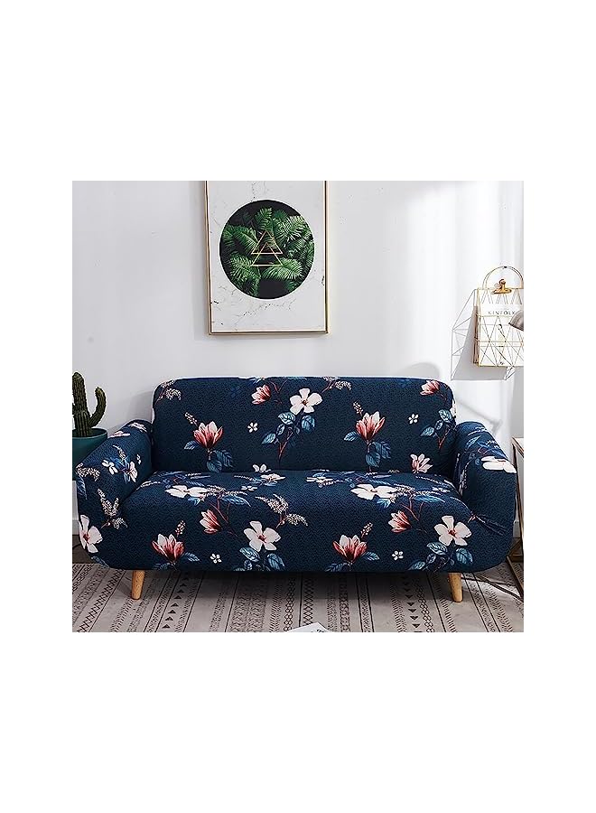 The Bros Universal Sofa Cover Big Elasticity Cover for Couch Flexible Stretch Sofa Slipcover Floral Prints (Triple Seater, 185230cm Dark Blue Lotus)  - Image 2