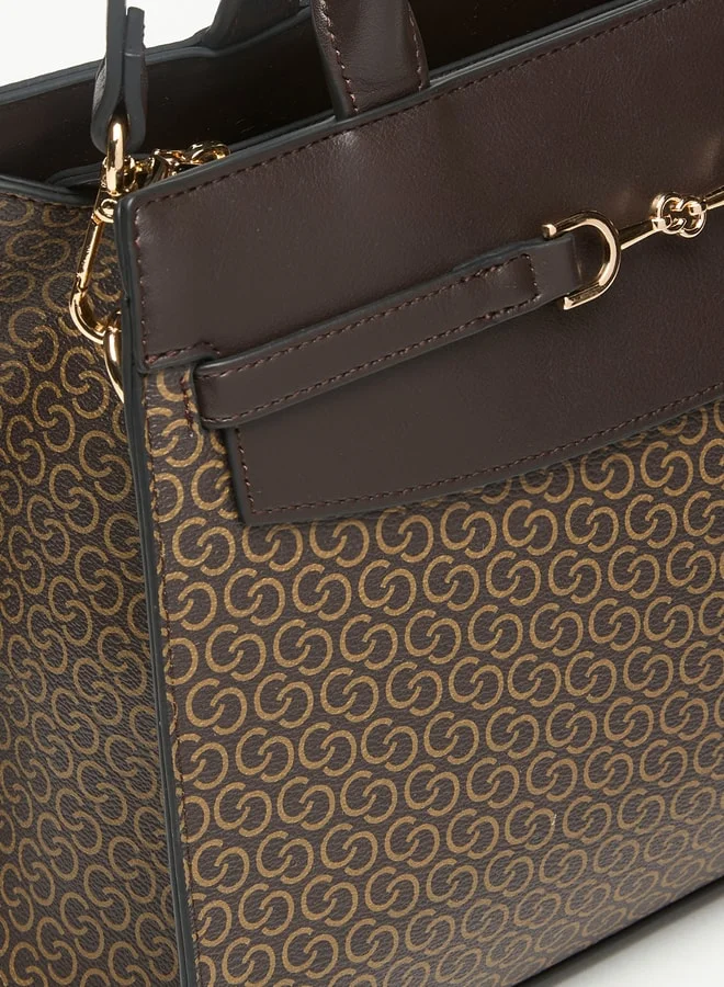 سيليست Women Monogram Print Tote Bag with Top Handles