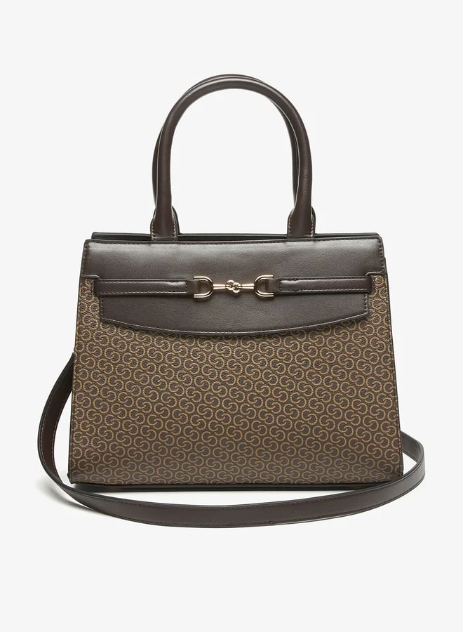 سيليست Women Monogram Print Tote Bag with Top Handles