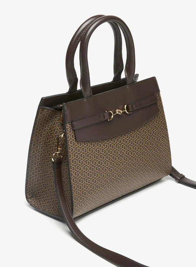 سيليست Women Monogram Print Tote Bag with Top Handles