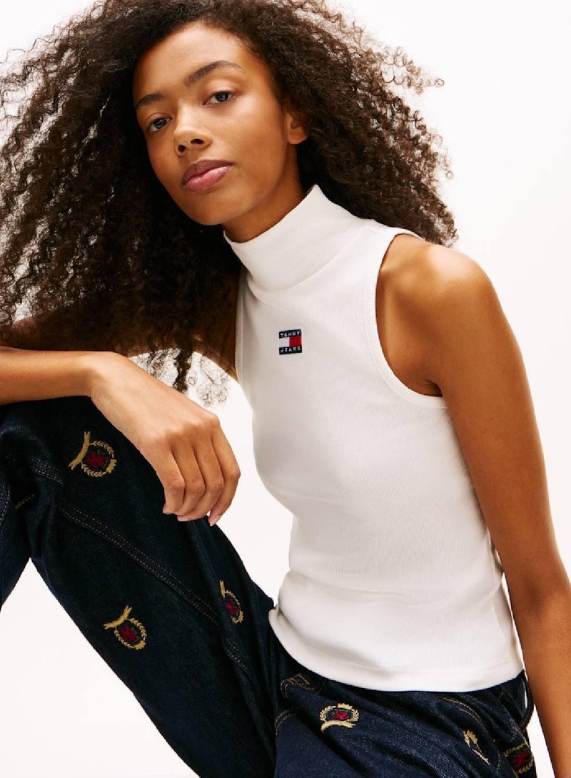 TOMMY JEANS Slim Badge Rib Tank - Image 4
