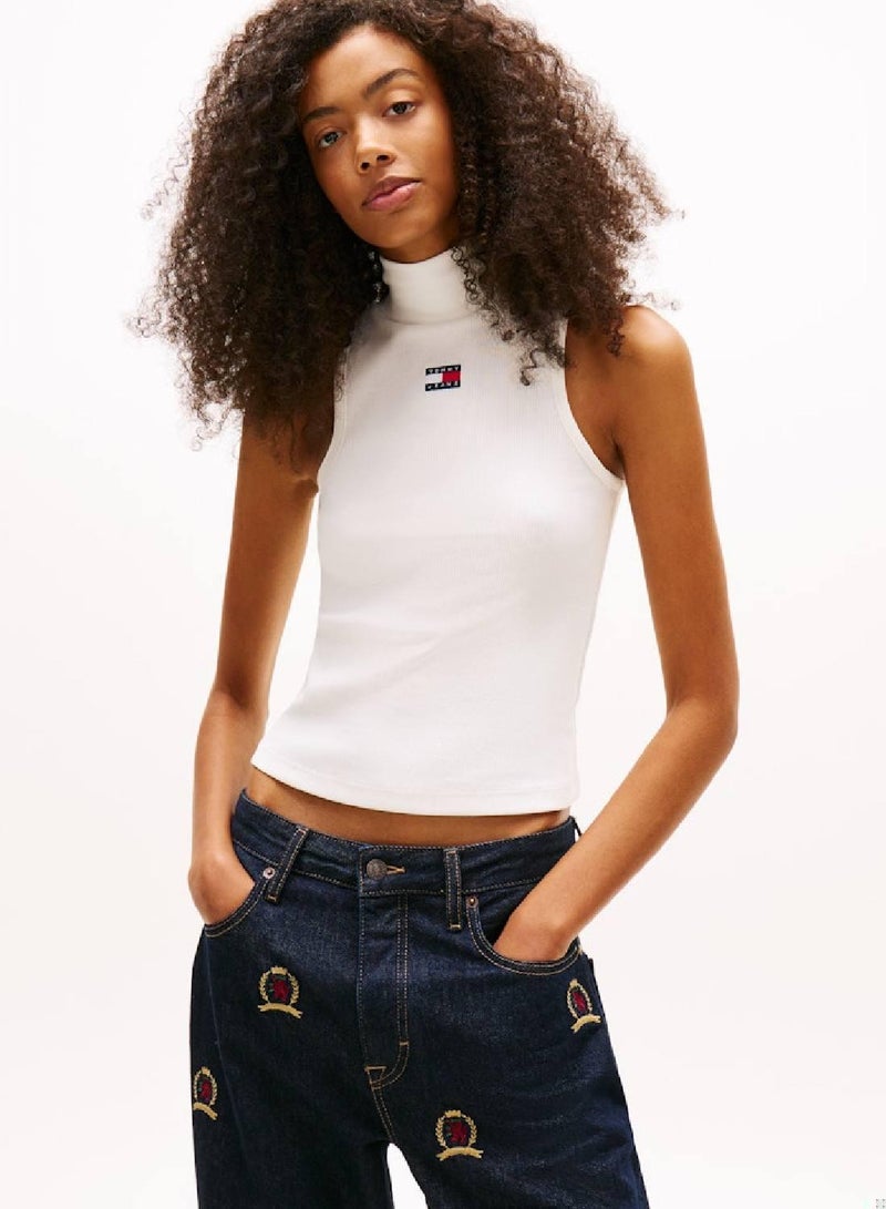 TOMMY JEANS Slim Badge Rib Tank - Image 1