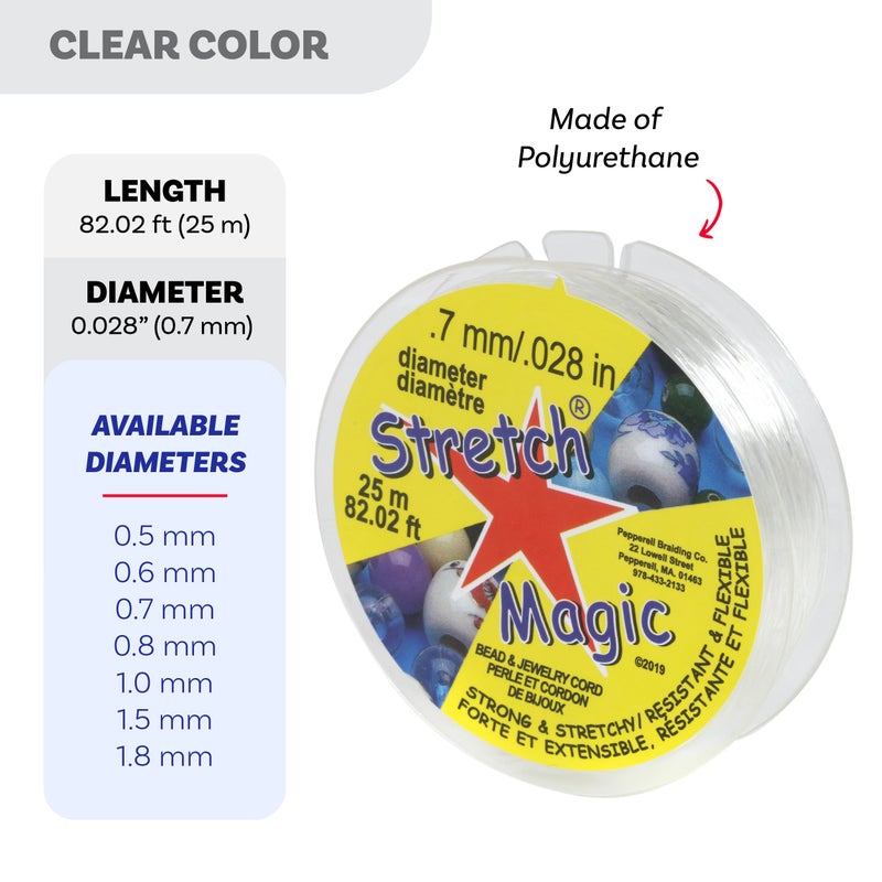 Stretch Magic Elastic Beading Cord â€“ Clear Color, 0.7mm in Diameter, 25-Meter (82 ft) - Easy to Knot, Strong & Stretchy String for Making Beaded Jewelry - Image 3