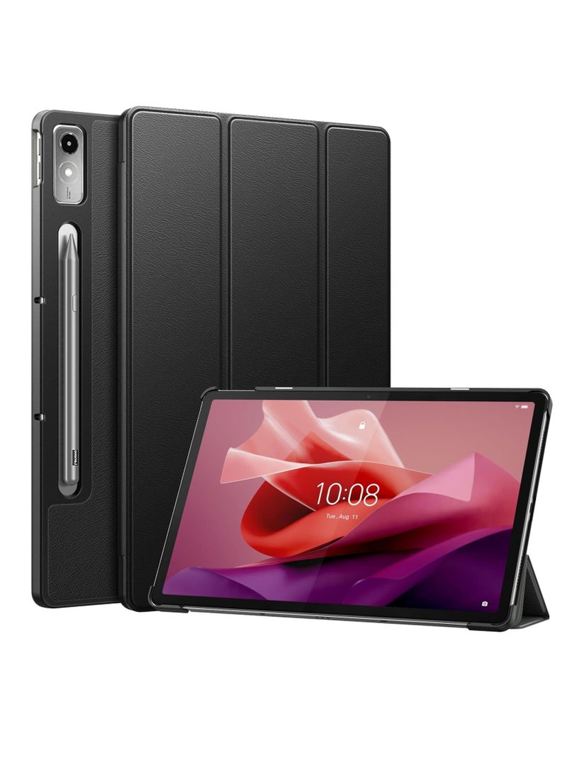 Case for Lenovo Tab P12 12.7 Inch 2023 TB371FC Tablet, Soft TPU Protective Case with Stand and Auto Sleep/Wake Function, Black - Image 1