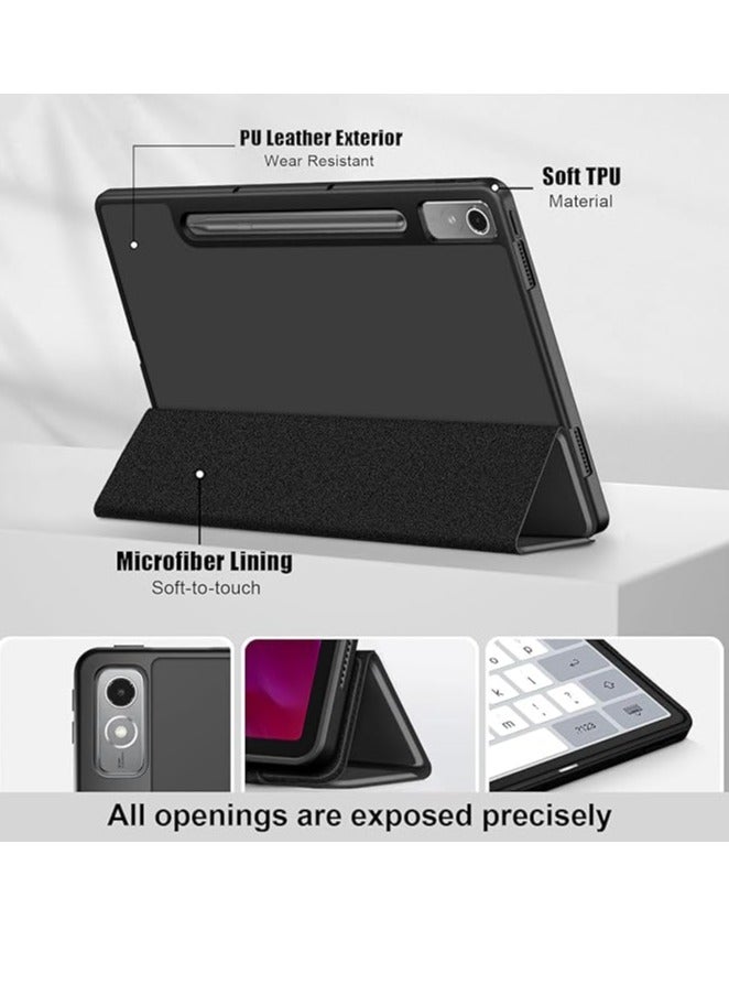 Case for Lenovo Tab P12 12.7 Inch 2023 TB371FC Tablet, Soft TPU Protective Case with Stand and Auto Sleep/Wake Function, Black - Image 2