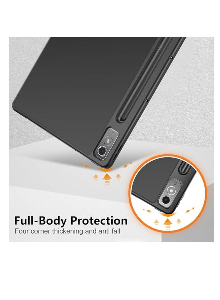Case for Lenovo Tab P12 12.7 Inch 2023 TB371FC Tablet, Soft TPU Protective Case with Stand and Auto Sleep/Wake Function, Black - Image 3