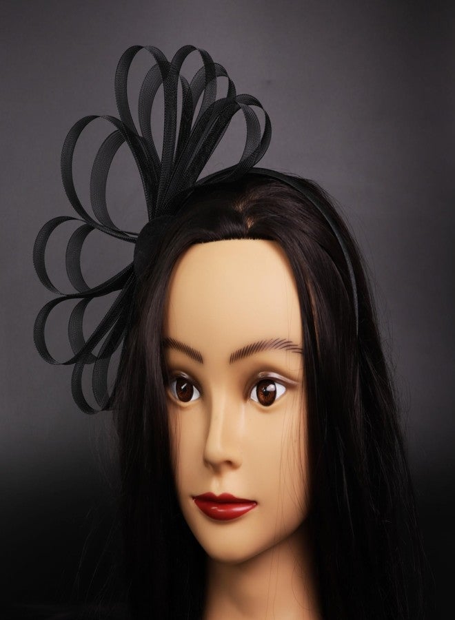 Needzo Black Fascinator Headband for Women, Derby, Church and Tea Party Hair Accessory, One Size Fits Most - Image 2