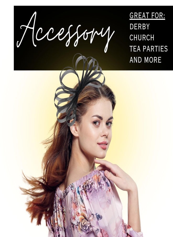 Needzo Black Fascinator Headband for Women, Derby, Church and Tea Party Hair Accessory, One Size Fits Most - Image 4