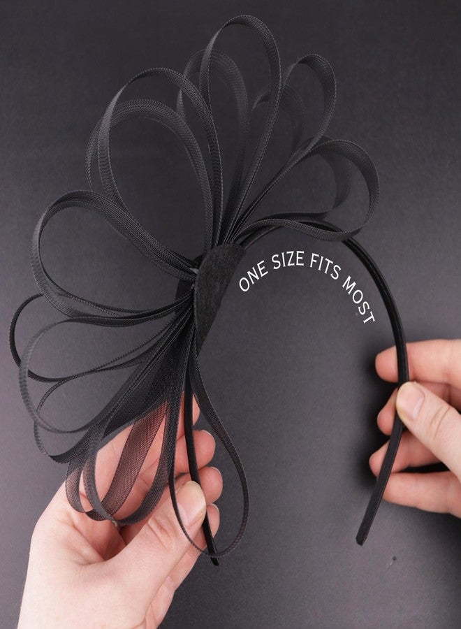 Needzo Black Fascinator Headband for Women, Derby, Church and Tea Party Hair Accessory, One Size Fits Most - Image 5