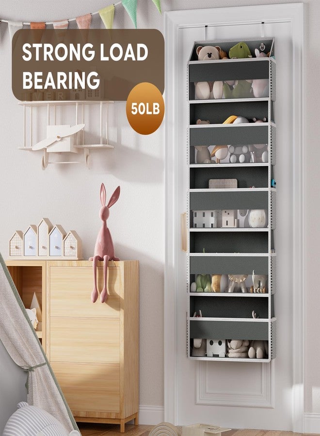 Simple Trending Over The Door Organizer, 5 Large Pockets and 10 Mesh Side Pockets with Clear Window for Bedroom, Bathroom, Pantry and Nursery, Dark Grey - Image 2