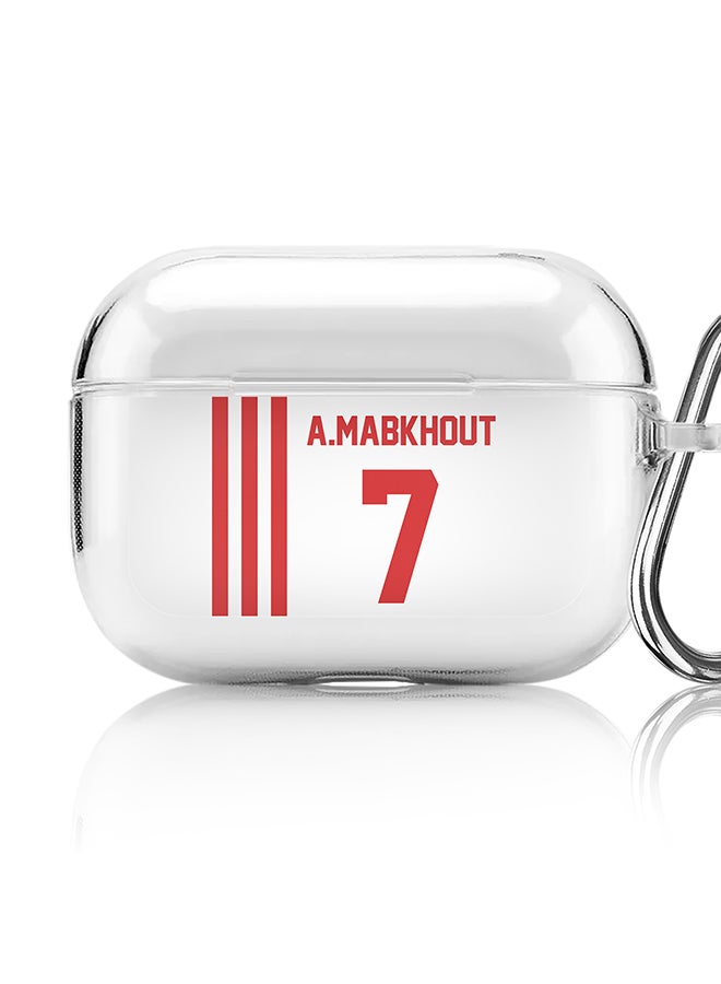 Stylizedd Classic Clear printed Case for Apple Airpods Pro Soft TPU Gel Thin Transparent Flexible Cover [Designed for Apple Airpods Pro] - Football Team - UAE, Player Name - A.Mabkhout - Image 1