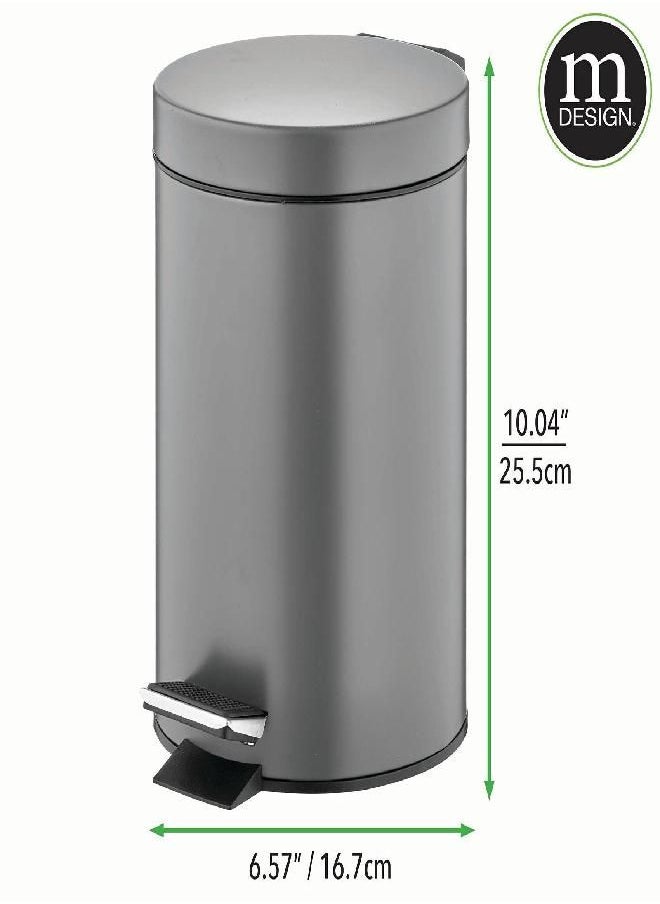 mDesign 3 Liter Round Small Metal Step Trash Can Wastebasket, Garbage Container Bin - for Bathroom, Powder Room, Bedroom, Kitchen, Craft Room, Office - Removable Liner Bucket - Graphite Gray - pzsku/ZBF09DFAEE134F5C26765Z/45/_/1692950767/0ed21931-7cb5-4273-95aa-267f992cad2a