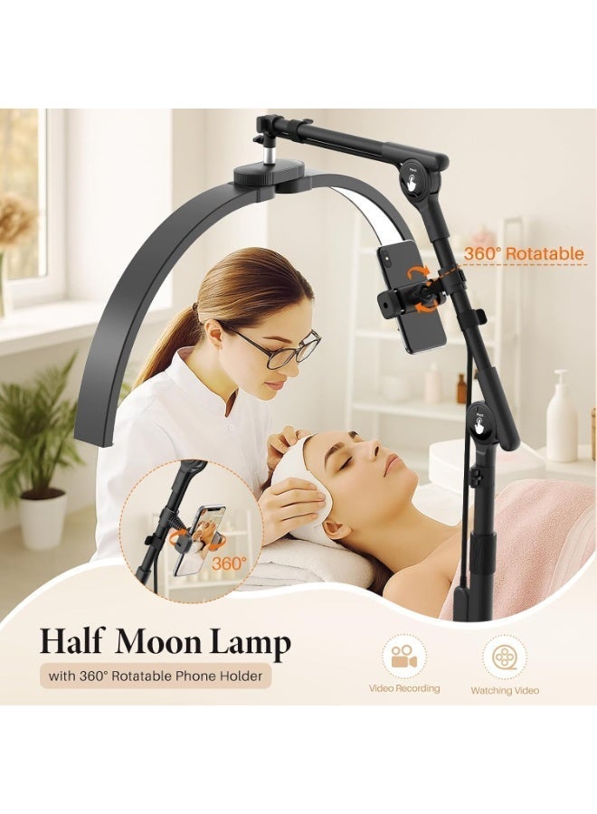 Foldable half-moon LED floor lamp with phone holder and remote control - Image 4