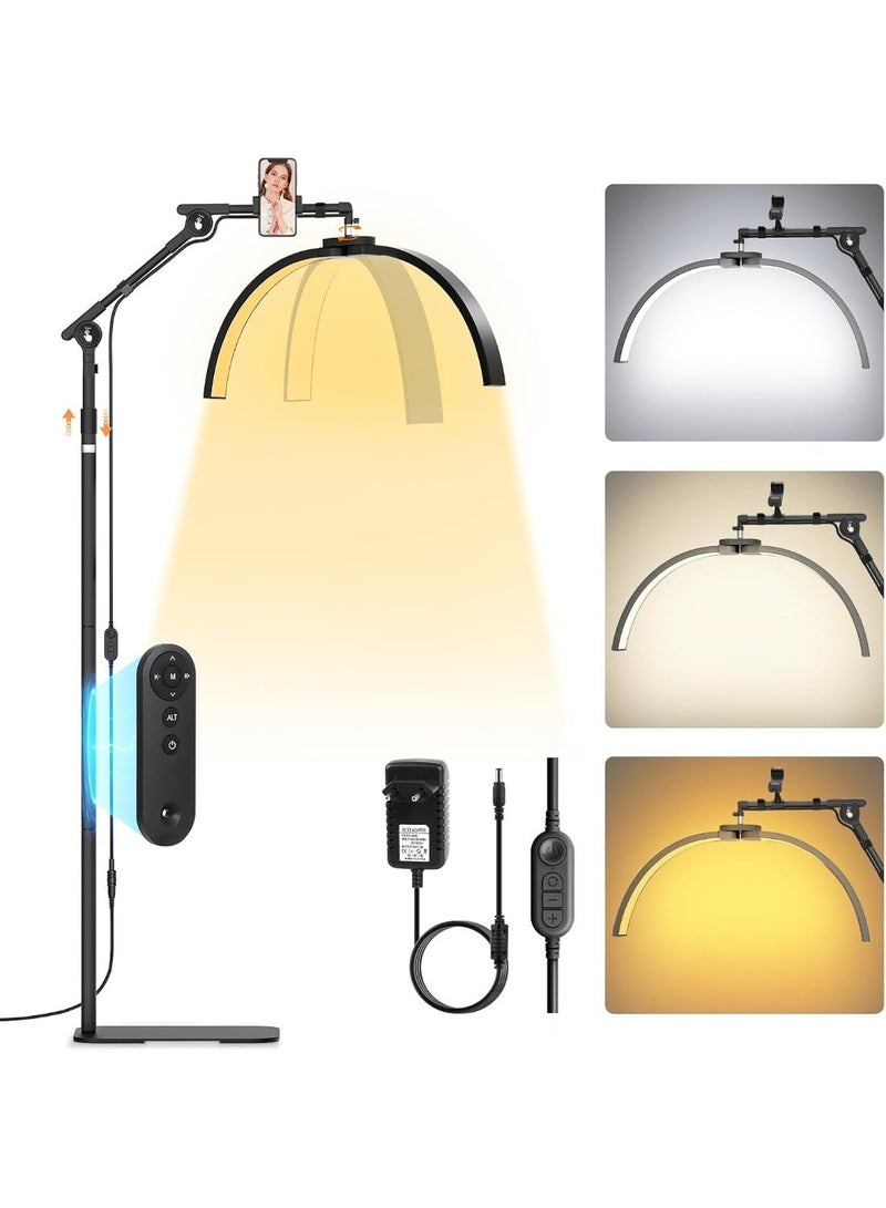 Foldable half-moon LED floor lamp with phone holder and remote control - Image 1