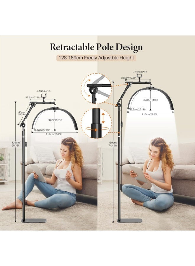 Foldable half-moon LED floor lamp with phone holder and remote control - Image 5