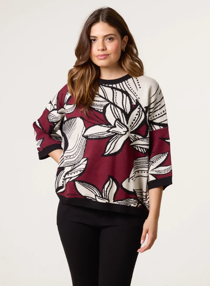 Blue Vanilla Flower Pattern Jumper