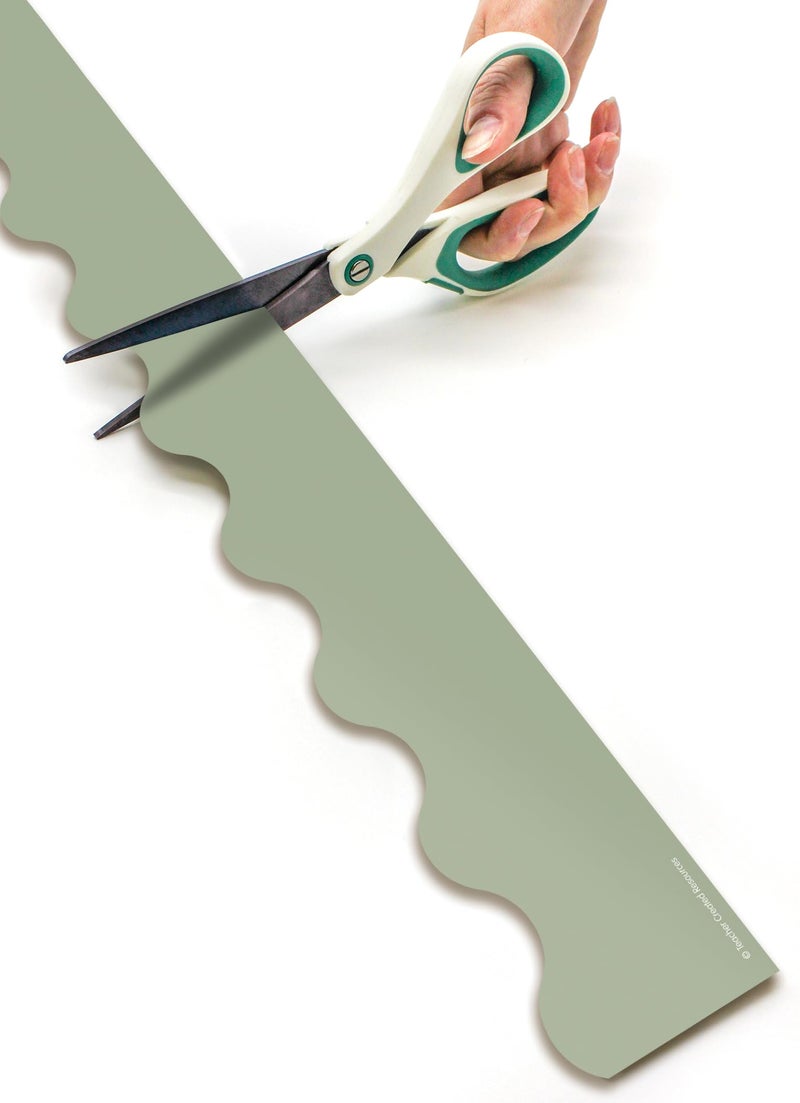 Teacher Created Resources Sage Green Scalloped Rolled Border Trim - 50ft - Decorate Bulletin Boards, Walls, Desks, Windows, Doors, Lockers, Schools, Classrooms, Homeschool & Offices - Image 2