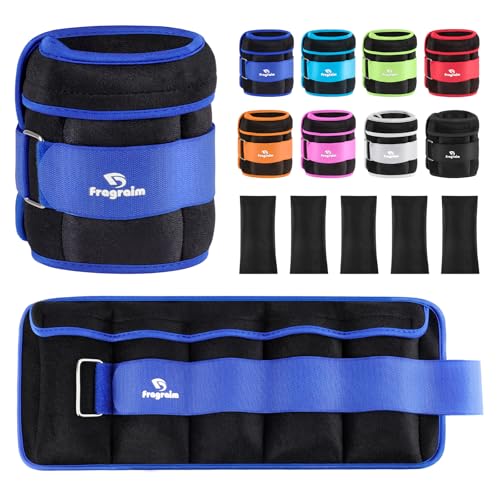 Fragraim Adjustable Ankle Weights 1-5 LBS Pair with Removable Weight for Jogging, Gymnastics, Aerobics, Physical Therapy, Resistance Training|Each 0.5-2.5 LBS, Total 5LBS, Blue - Image 1