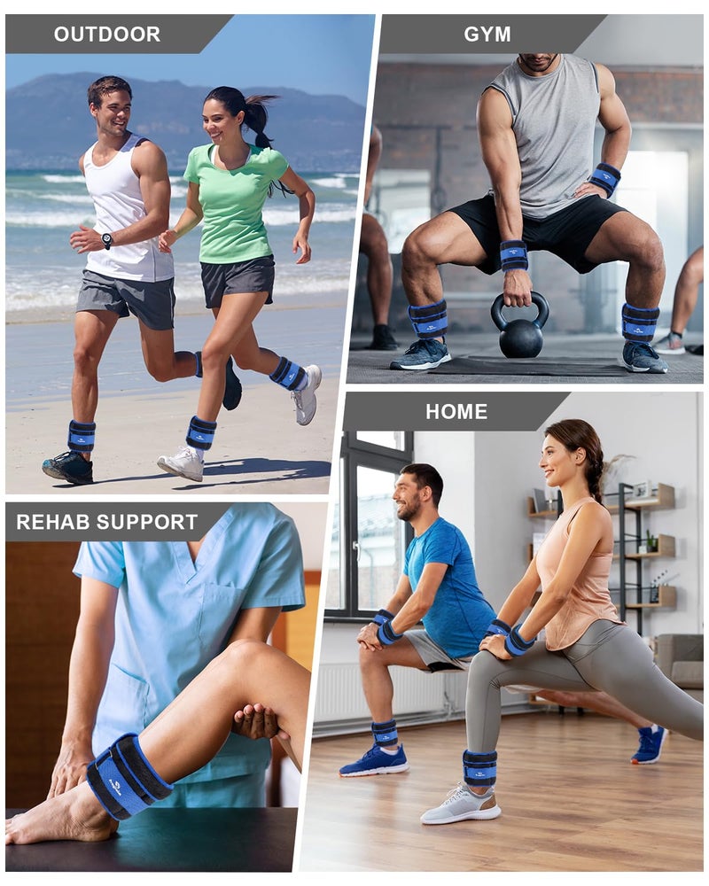 Fragraim Adjustable Ankle Weights 1-5 LBS Pair with Removable Weight for Jogging, Gymnastics, Aerobics, Physical Therapy, Resistance Training|Each 0.5-2.5 LBS, Total 5LBS, Blue - Image 5