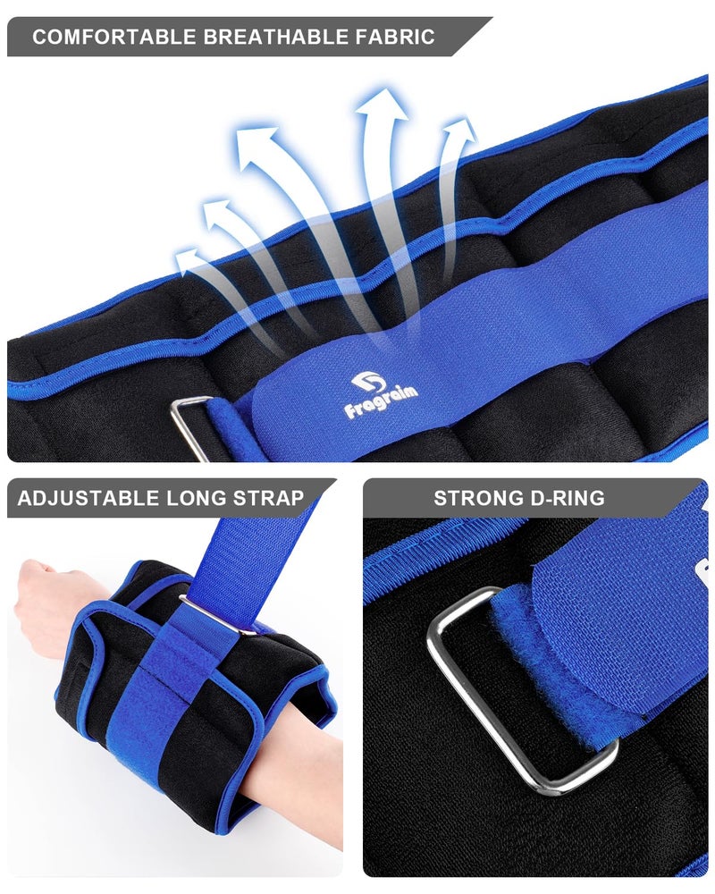 Fragraim Adjustable Ankle Weights 1-5 LBS Pair with Removable Weight for Jogging, Gymnastics, Aerobics, Physical Therapy, Resistance Training|Each 0.5-2.5 LBS, Total 5LBS, Blue - Image 2