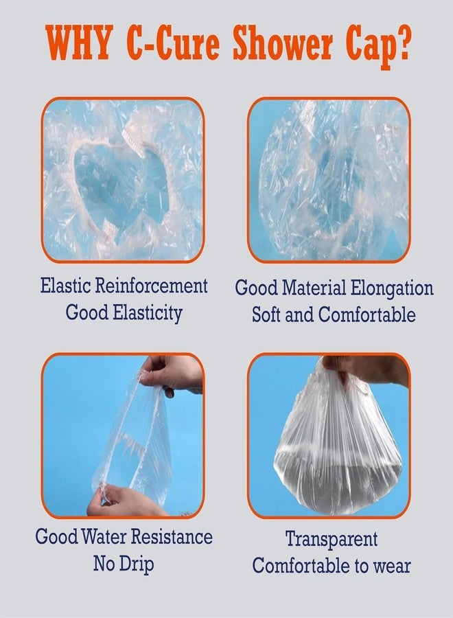 C-Cure Disposable Shower Cap | Waterproof Bath Cap for Women and Men | Larger and Thicker Water proof Caps for Women Spa, Home Use, Hotel, Hair Dye and Hair Salon (Transparent Standard Size, 200, count) - Image 3