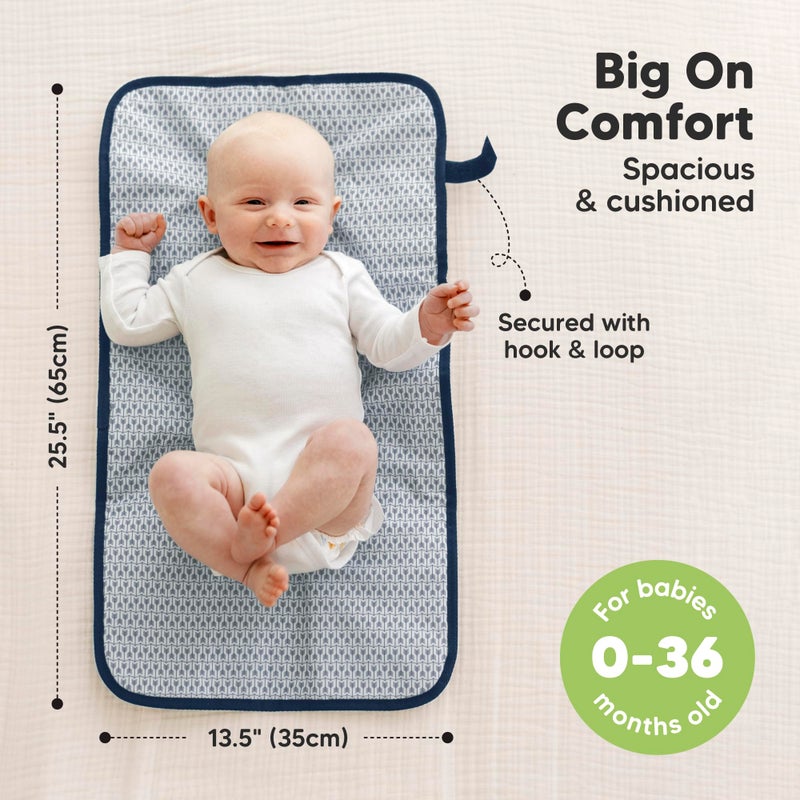 KeaBabies Portable Diaper Changing Pad, Easy Wipe Clean - Foldable Waterproof Baby Changing Mat for Diaper Bag, Compact, Lightweight, 25x13 Newborn, Infant, Baby Changer Travel Essential (Navy Blue) - Image 3