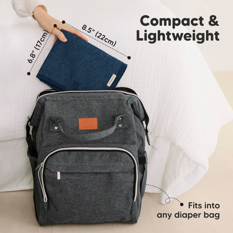 KeaBabies Portable Diaper Changing Pad, Easy Wipe Clean - Foldable Waterproof Baby Changing Mat for Diaper Bag, Compact, Lightweight, 25x13 Newborn, Infant, Baby Changer Travel Essential (Navy Blue) - Image 2