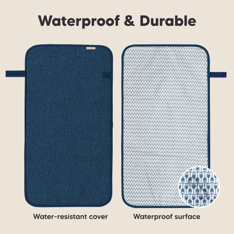 KeaBabies Portable Diaper Changing Pad, Easy Wipe Clean - Foldable Waterproof Baby Changing Mat for Diaper Bag, Compact, Lightweight, 25x13 Newborn, Infant, Baby Changer Travel Essential (Navy Blue) - Image 4