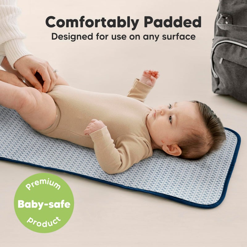 KeaBabies Portable Diaper Changing Pad, Easy Wipe Clean - Foldable Waterproof Baby Changing Mat for Diaper Bag, Compact, Lightweight, 25x13 Newborn, Infant, Baby Changer Travel Essential (Navy Blue) - Image 5