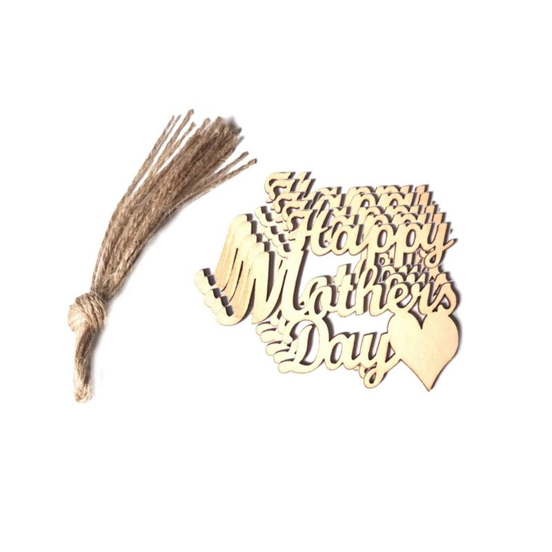 BinaryABC Happy Mothers Day Crafts Wooden Embellishments Wood TagsMothers Day Decorations Supplies10Pcs