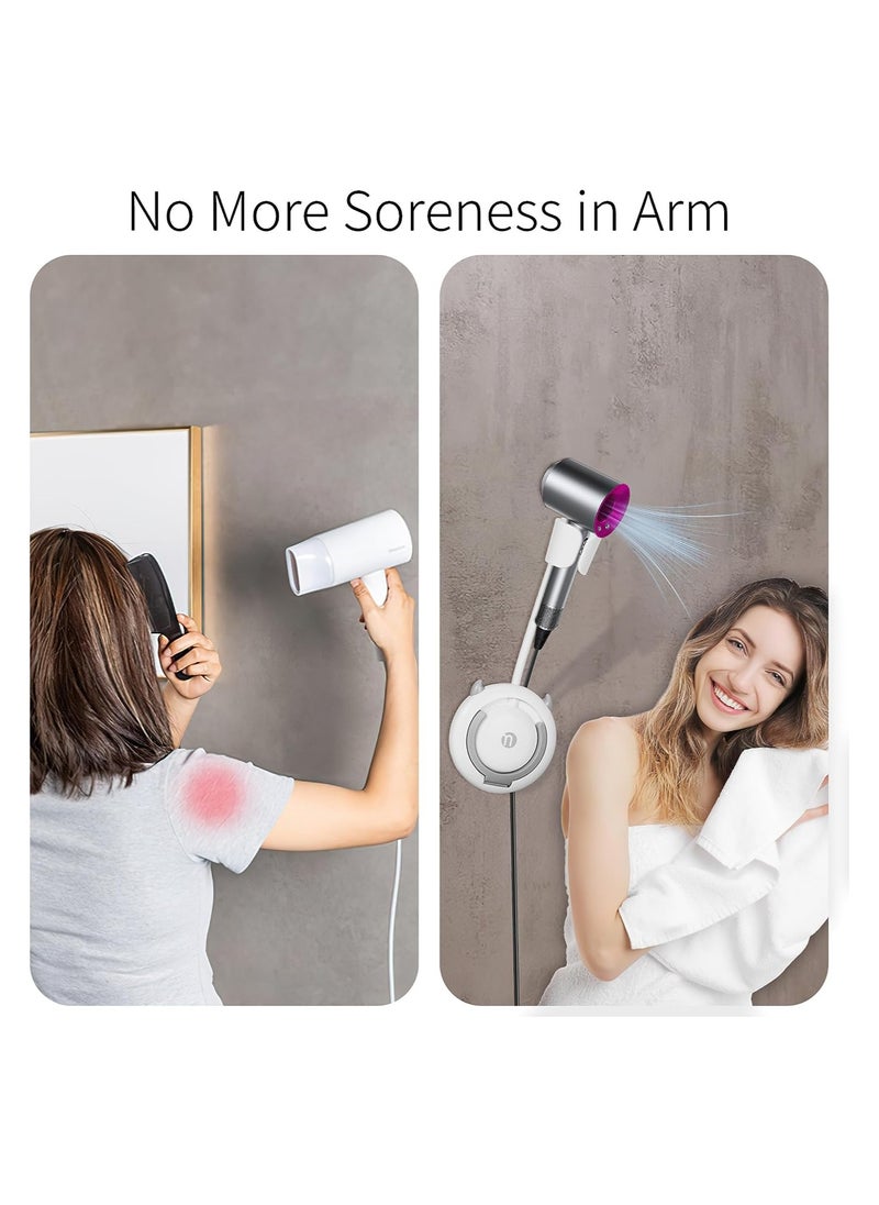 KASTWAVE Hair Dryer Holder Wall Mounted, Hands Free Blow Dryer Stand, Adjustable Blow Dryer Organizer with Cable Hanger, Self Adhesive Hair Blow Dryer Rack for Cabinet Bathroom  - Image 4